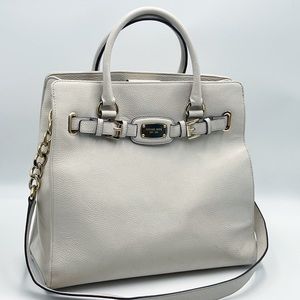 Michael Kors East West Hamilton White Leather Tote
